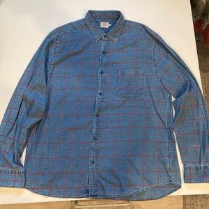 Men’s FAHERTY Brand Indigo Dyed Limited Run Weekend Shirt Size XL
